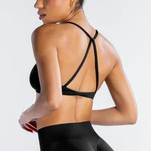 Soutien-gorge <span class=keywords><strong>dos</strong></span> croisé pour femmes, soutien-gorge de yoga sans couture, soutien-gorge de sport à maintien moyen, haut de sport rembourré extensible, haut de sport - Product Image 1