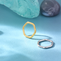 SUPERSTAR Anneau de piercing articulé en titane ASTM F136, segment hexagonal géométrique poli, pour septum, nez, oreille et corps