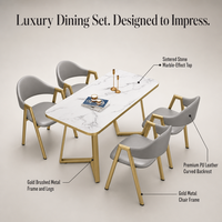 Ensemble Table à Manger Texture Simple Moderne Luxe Léger pour Mobilier de Maison