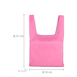 Bolsa de Compras Plegable Reciclable con Logotipo Personalizado al por Mayor, Estilo Camiseta de Poliéster Barata con Patrón de Letras - Product Image 2
