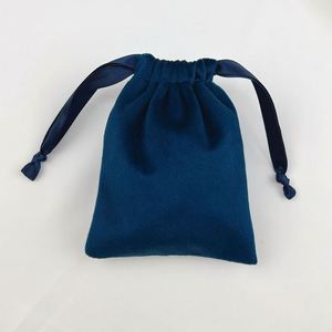 Pochette à bijoux en velours épais bleu foncé avec cordon de serrage, sac cadeau en velours doux de luxe pour collier, bracelet, emballage, logo personnalisé accepté - Product Image 6