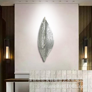 Stainless Steel <b>Leaf</b> <b>Wall</b> Hanging 470*1000MM Mirror Finish Hollow Laser Cut For Commercial Space <b>Decoration</b> - Product Image 2