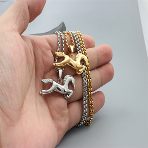 Collar con colgante de poni, acero inoxidable, forma de animal, regalo unisex, joyería - Product Image 4