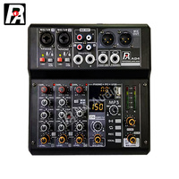 Table de Mixage Audio Bluetooth Professionnelle 4 Canaux avec Effets Intégrés et Égaliseur 3 Bandes, Console de Mixage Live avec Carte Son