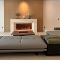 Cheminée en travertin naturel minimaliste de style italien, pierre de luxe pour villa, salon, hôtel, club, cheminée décorative