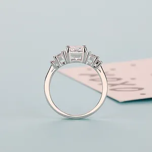 Anel feminino de prata para casamento, atacado, 925, luxo, vvs moissanite, anel de noivado