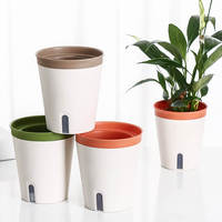 Pots de fleurs en plastique pour l'extérieur, design à double couche, auto-arrosants, avec surveillance du niveau d'eau, mignons et pratiques