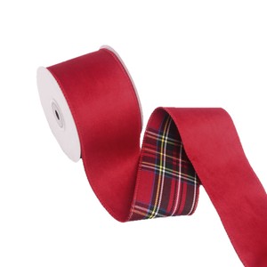 Pita Beludru Burgundy 10 Yard Grosir, Satu Sisi, Berpinggir Kawat, Motif Kotak-kotak, Bahan Kain, Untuk Pembungkus Kado Natal, Karangan Bunga, DIY, dan Pita - Product Image 6