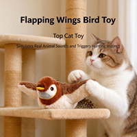 Jouet pour chat électrique interactif en forme d'oiseau (moineau) qui bat des ailes, en peluche mignonne, résistant aux morsures, en polaire de lapin, pour divertissement manuel