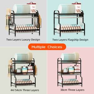 رف تجفيف أطباق معدني عالي الجودة وحامل لتخزين الأوعية والصحون ومنظم لإكسسوارات المطبخ - Product Image 3