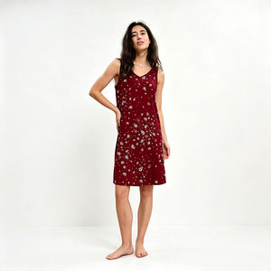 Nightgowns <b>for</b> women V-Neck Dress Bamboo <b>Knitted</b> women's sleepwear floral <b>pattern</b> dress women's sleepwear women sleep and lounge - Product Image 2