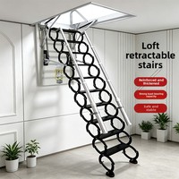 Échelle télescopique industrielle moderne en acier au carbone pour grenier, pliable, capacité de charge 300 kg, hauteur extensible 3,8 m