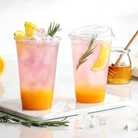 Gobelets jetables transparents en plastique de 16 oz pour café glacé avec couvercles, sans BPA, sûrs pour les aliments, anti-fuite, pour smoothies et fêtes