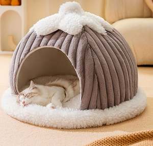 Nid pour animaux de compagnie en peluche pour l'<span class=keywords><strong>hiver</strong></span> Tente de lit pour chat pliable Petit nid de chat mignon intérieur moderne moelleux Maison pour animaux de compagnie - Product Image 2