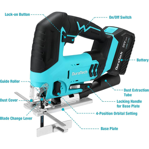 Sierra de calar inalámbrica de 20 V con velocidad ajustable, soplador de polvo y kit de herramientas de 7 cuchillas para madera, metal y plástico - Product Image 2