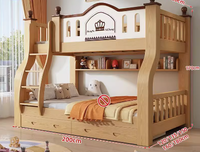 Cama litera superior e inferior para adultos, ideal para apartamentos pequeños, cama alta y baja para niños, toda de madera maciza, y cama infantil.