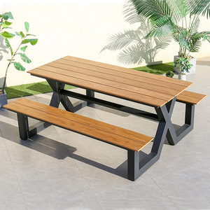 Tavolo Moderno <span class=keywords><strong>da</strong></span> <span class=keywords><strong>Esterno</strong></span> Progettato per Parchi di Montagna, Panchina Impermeabile <span class=keywords><strong>con</strong></span> Telaio <span class=keywords><strong>in</strong></span> Alluminio e Piano <span class=keywords><strong>in</strong></span> <span class=keywords><strong>Legno</strong></span> Plastico, per Uso <span class=keywords><strong>in</strong></span> Patio e Ingegneria - Product Image 4