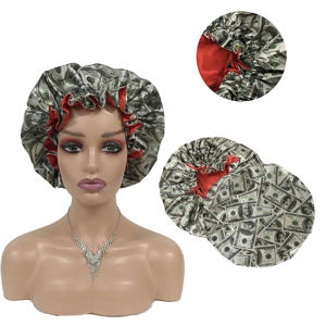 BAS quantité minimale de commande nouveau style satin cheveux bonnet argent soupir bonnets et satin cheveux wraps double couche designers bonnets avec logo - Product Image 2