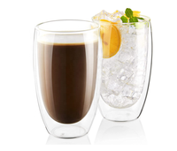 Tasses à café en verre à double paroi de 16 oz, tasses à café en verre borosilicate, verre thermo-isolant pour latte, cappuccino
