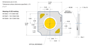 Высокая мощность 7-25 Вт COB-чип светодиодный Диод CMA1306 M1306C <span class=keywords><strong>9V</strong></span> 2400mA 4000K CRI90 CMA1306-0000-000C0U0A40H - Product Image 3