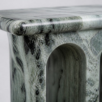 Table console en marbre vert naturel pour salon, table d'entrée étroite à double arche, table de couloir en marbre en gros