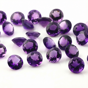 Aigue-marine naturelle, pierre précieuse non montée, taille brillant ronde, couleur violet, pierre calibrée pour la fabrication de bijoux, pierre de naissance de février - Product Image 1