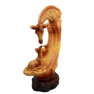 Polyresin/harz wildlife figuren 9.5 "Tall Wildlife Safari Giraffe Family Scene Decorative Figurine in Faux Wood Resin