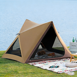 Tente de camping, de pêche et de plage en tissu Oxford noir monocouche, quatre saisons, avec poteaux en fibre de verre, ouverture rapide, protection solaire, imperméable - Product Image 2