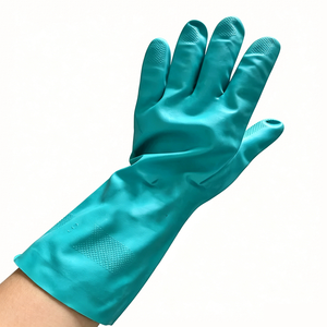 Guantes de Nitrilo Resistentes a Pinchazos, Desechables, 14.9mil, Verdes, 320mm de Largo, Sin Polvo, para Trabajo Pesado - Product Image 4
