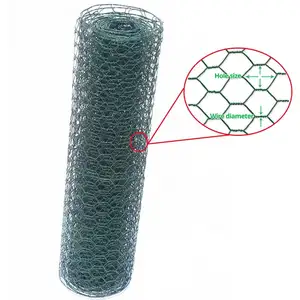 Pas cher PVC 1 pouce trou treillis métallique hexagonal vert maille de poulet