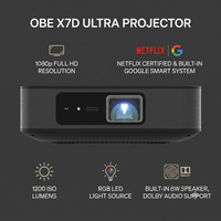 Mini projecteur E-OBE X7D-Ultra 1200ISO 1080P Full HD, système de cinéma maison intelligent compatible avec Google TV, pour home cinéma, vidéo projecteur