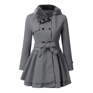 Abrigo Largo de Lana Sherpa para Mujer, Estilo Coreano, <span class=keywords><strong>Acolchado</strong></span>, Doble Botonadura, Estilo Inglés - Product Image 4