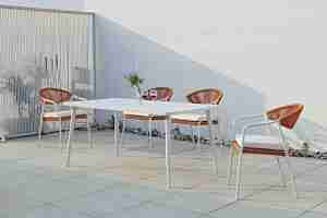 Modern Outdoor Aluminum Dining <b>Table</b> Chair Set Comfortable with Rope for <b>Gardens</b> Courtyards Terraces Hotels Parks - Product Image 2