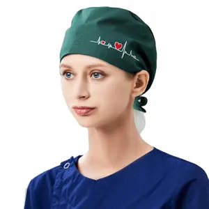 Berretti per Scrub ospedalieri cappelli per infermieri personalizzati Scrub medico Unisex all'ingrosso Scrub Caps con fasce per il sudore berretto da lavoro Bouffant regolabile