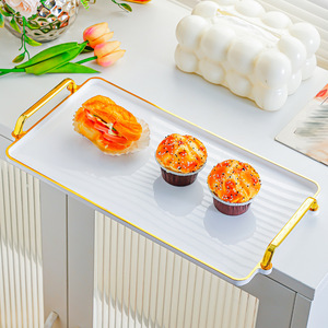 Vassoio Rettangolare in Plastica per Servire, Adatto al Microonde, per Tè e Cena, Portaoggetti per Soggiorno, Stile Moderno e Minimalista - Product Image 2