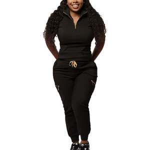 Uniformes Médicos Yilong con Cuello Alto y Media Cremallera y Pantalones Jogger Ajustados para Enfermeras, Tallas Grandes Disponibles - Product Image 5