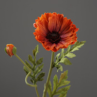 Bunga Poppy Buatan 3D Real Touch dengan Batang Berbulu, Poppy Islandia Palsu dengan Kuncup untuk Dekorasi Vas Pernikahan dan Rumah