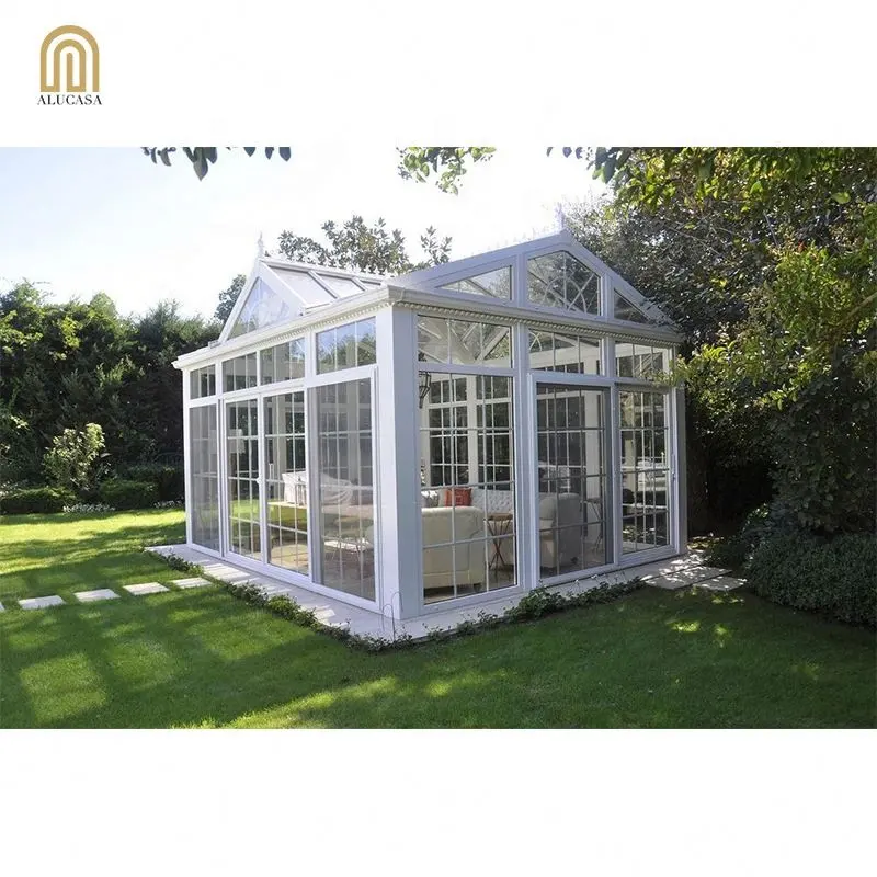 Alucasa-Sala de Sol de vidrio de aluminio extruido, diseño de casa, jardín de invierno, Marcos topiarios o Puerta de horno
