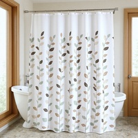 Rideau de douche en polyester imperméable à impression numérique, style moderne minimaliste, petites feuilles – Nouveauté !