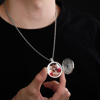Collier avec boîte photo commémorative en cuivre plaqué or Hip Hop, œil de Dieu, personnalisé, collier de couple, collier de souvenir, dropshipping