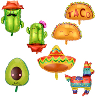 Ballons en aluminium Stock Taco Cactus pour la célébration de la Fiesta mexicaine