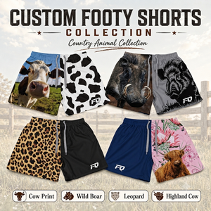 Celana Pendek Wanita FQ Custom Highland Cow Flora Footy Bermotif Sublimasi Babi Hutan Leopard Gaya Peternakan Australia untuk Gym - Product Image 1