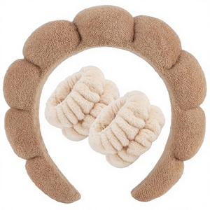 Set Fascia per Capelli e Fasce da Polso in Spugna Morbida per Spa, Lavaggio Viso, Trucco e Cura della Pelle, per Donne e Ragazze - Product Image 1