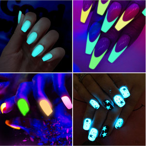 Ensemble de 12 poudres acryliques brillantes qui brillent dans le noir, pigment brillant longue durée pour la décoration des ongles - Product Image 5