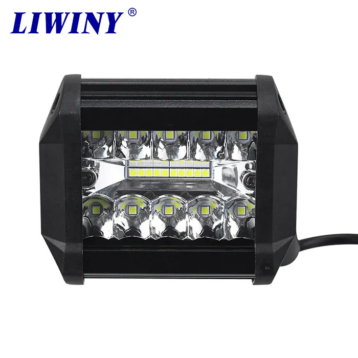 Liwiny 4 Zoll 60 W LED Arbeitslichtleiste Fleck-Flussstrahlen-Fahrlampe 12 V 24 V für 4 × 4 SUV ATV Motorrad Lkw Boot