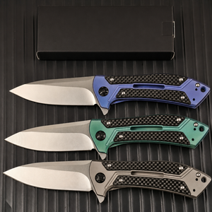 Couteau pliant en acier VG10 de qualité supérieure, manche en titane et fibre de carbone, finition Stonewashed, couteau tactique de poche, équipement EDC pour l'extérieur, support OEM - Product Image 4