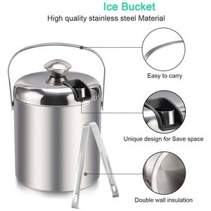 Factory Direct 304 Stainless Steel Champagne Ice Bucket Outdoor Party Large 3L Metal Beer Whisky <b>Wine</b> Ice Bucket with Lid - Product Image 3
