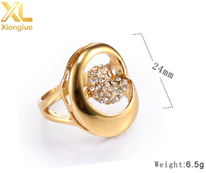 Waterproof Gold Plated Stainless Steel <b>Ring</b> Chunky Hollow Round Cubic Zirconia Open <b>Adjustable</b> <b>Ring</b> - Product Image 4