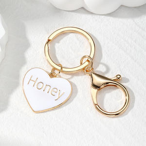2025 goutte à goutte <span class=keywords><strong>d</strong></span>'huile saint valentin cadeau en forme de coeur cercle rond miel pendentif alliage porte-clés porte-clés sac pendentif accessoires - Product Image 2