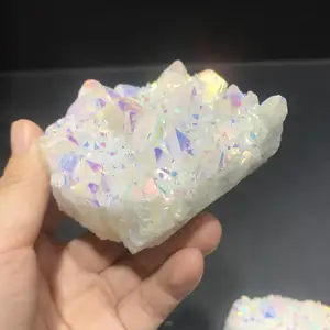 Cluster de cristal de quartzo, branco natural, anjo aura, quartzo, cristal de titânio, conjunto para venda